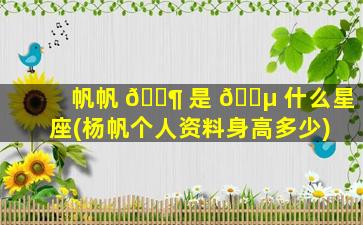 帆帆 🐶 是 🌵 什么星座(杨帆个人资料身高多少)